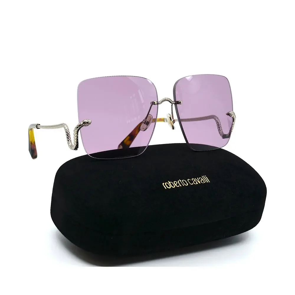NEW ROBERTO CAVALLI SRC061 0594 SILVER VIOLET LENS AUTHENTIC SUNGLASSES - Picture 3 of 13